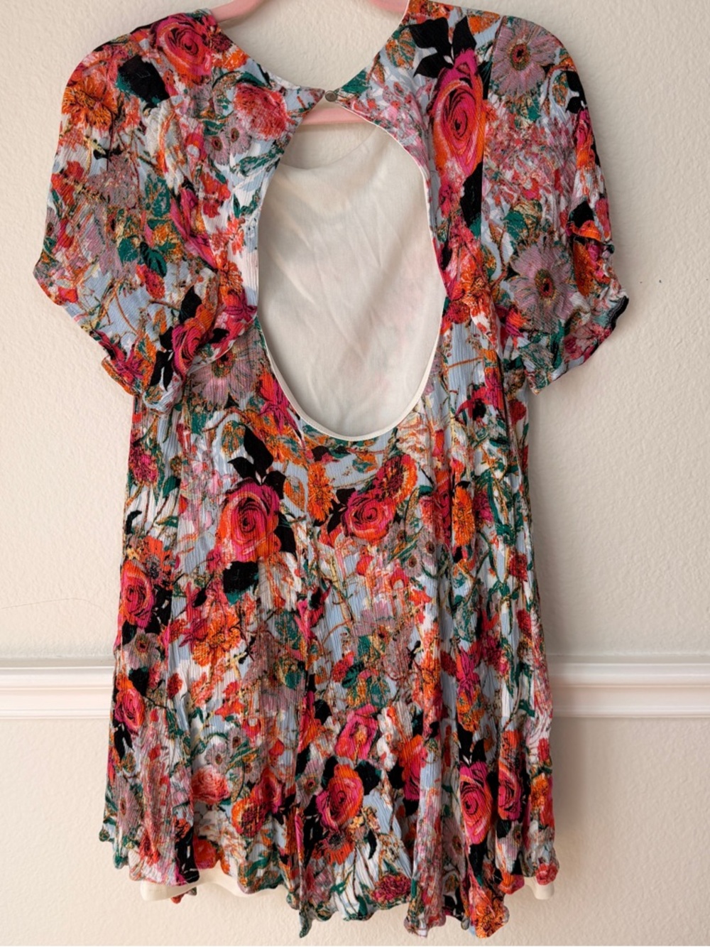 She + Sky Floral Dress Bright Botanical Open Back Boho Fairy Garden Whimsigoth M - Picture 2 of 11